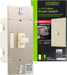 Almond Z-Wave plus Smart Light Switch with Quickfit and Simplewire, 3-Way Ready,