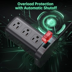 Regleta De Enchufes Protector Contra Sobretensiones 12 Salida 4 Puerto USB Carga