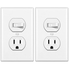 2 Pack Combination Toggle Light Switch and Duplex Receptacle Outlet, Single P…