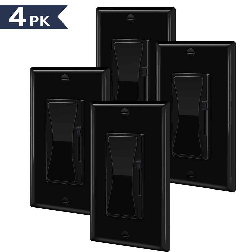3 Way 15A 120V for CFL 600W LED 150W with Plate Cover 4Packs Black Dimmer