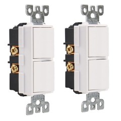 (2-Pack) Duplex Rocker Combination Decorator Switch, 15 Amp 120V Double Light…