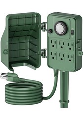 BN-LINK Outdoor 24 Hour Mechanical Power Strip Timer Garden Yard Stake 6 Outlets