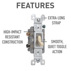 Legrand Trademaster Toggle Switch 15 Amp 3-Way Illuminated Ivory 663ISLCC10