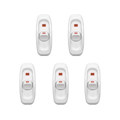 AC 250V 10A Inline Switch, 5 Pcs Cord Appliance Push Button Switch White