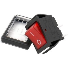 Heschen Rocker Switch ON-Off DPST 4 Terminals Red Light 16A 250VAC with red