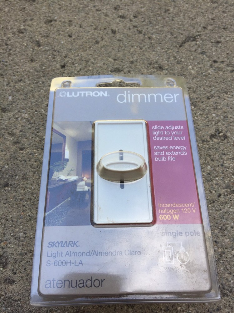 Lutron Dimmer Single Pole LG-600H-LA (120V/600W) Light Almond (NIP)