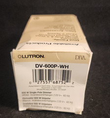 Lutron Diva Dimmer Switch DV-600P-WH White 600 W Single Pole New USA Made