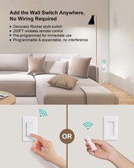 Wireless Remote Control Outlet Rocker Wall Switch 200FT 15A/1875W HighPower