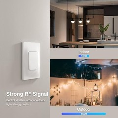Self-Powered Wireless Light Switch and Receiver Kit, Up to 600ft Kinetic Remote