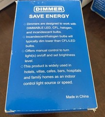 Wengart White DIMMER 600W Max Model BAK-004 NEW