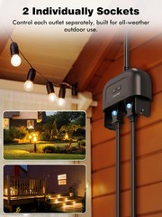 Outdoor Smart Plug Waterproof IP44, Smart Outlet Plug with 2 Independently Co…