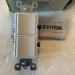 Leviton 5634-W 15 Amp 120/277 Decora Combo 2 SP Switches Combination Save Space