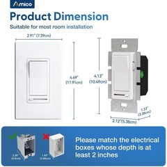 6 Pack Dimmer Light Switch, Single-Pole or 3-Way Slide Dimmer Switches for Le…