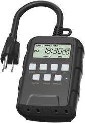 7 Day Outdoor Heavy Duty Digital Programmable Timer 125VAC 60Hz Dual Outlet