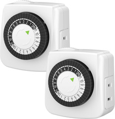 Indoor Timers Plug Mechanical 2 Prong 24-Hour Mini Lamp Timers 2 Pack, for Elect
