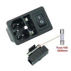 2pcs Large Current Inlet Male Power Socket with 15A Rocker Switch and Fuse, 1…