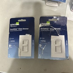 Leviton 6672-1LW SureSlide Dimmer White Single Pole LED 150W Bundle