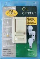 Lutron LECL-153PH-IV Lumea Ivory 5A 120V 150W 1-Pole 3-Way CFL/LED Slide Dimmer