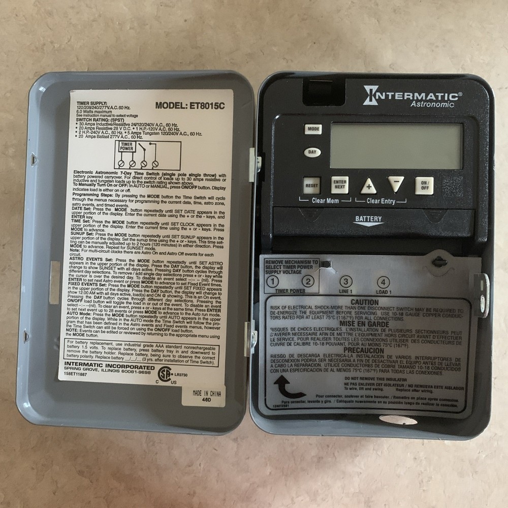 Intermatic ET8015C 120-277V 30A SPST 7-Day 1-Circuit/30-Amp Type 1 Enclosure