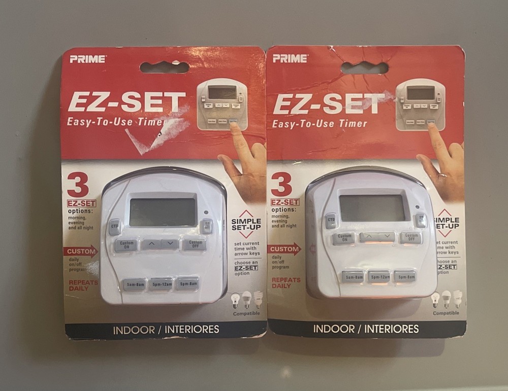 PRIME EZ-SET Digital Countdown Lighting Timer 0869902 2-Pack (NEW).