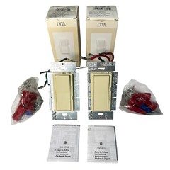 Lot of 2 Lutron Diva DV-103P-IV Ivory 3-Way Dimmer Slider Rocker Switch 1000W