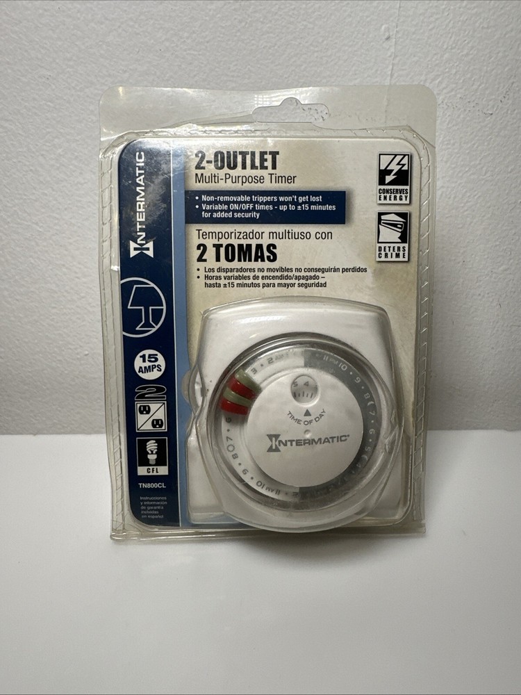 Intermatic TN800CL 2-Outlet Multi-Purpose Timer Indoor 24 Hrs