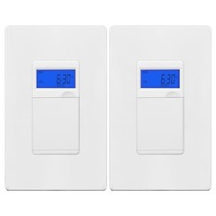 7 Days Digital in-Wall Programmable Timer 2 Pack In-wall With Backlight White