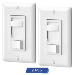 White On/Off Rocker Switch, Single-Pole/3-Way Dimmer Switch for CFL, Halogen, In
