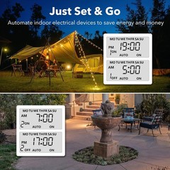 Programmable Outdoor Timer with Rechargeable Backup – Perfect for Holiday Lights