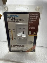 x1 Lutron Skylark Fan Control & Dimmer S2-LFSQH-WH 300 Watt Light 1.5 Amp Fan