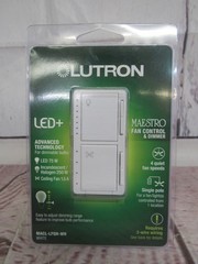 Lutron Maestro MACL-LFQH-WH Fan Control & LED+ Dimmer 4-Speed 120V White