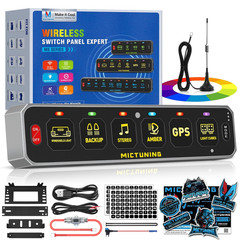 Wireless 6 Gang Switch Panel, 208FT Range, RGB Backlit, No Drilling Needed