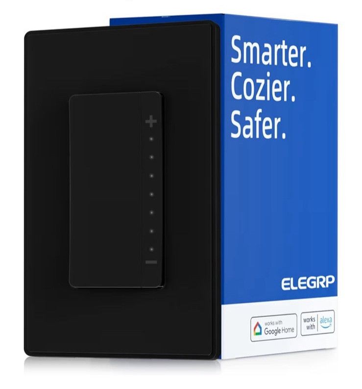 ELEGRP 3 pack Three Way Smart Dimmer Light Switches DTR30, 2.4GHz Wi-Fi, Black