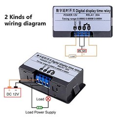 Automotive Digital Timer Relay Board 20A 1500W Module with Dual Display, DC 12V
