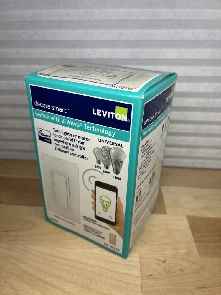 Leviton DZ15S-1BZ Decora Smart Light Switch with Z-Wave Technology (White) – New