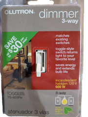 LUTRON TOGGLER TG-603PH 3 WAY OR SINGLE POLE TOGGLE DIMMER 600 WATT LIGHT SWITCH