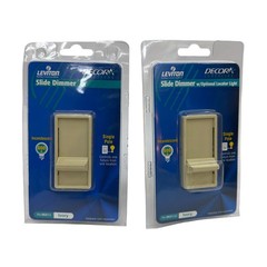 Leviton Decora SureSlide 6621-I 6631-LI 600W Ivory Slide Dimmer Lot of 2