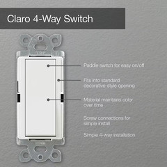 Claro On/Off Switch, 15-Amp/4-Way, Brilliant White (SC-4PS-BW)