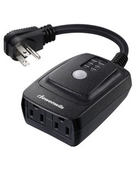 DEWENWILS Outdoor Timer with Dusk to Dawn Sensor, 2-Outlet, Waterproof, 15A, UL