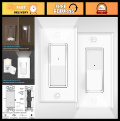 2 Pack LED Night Light 3-Way Paddle Rocker Switch, Auto On/Off Sensor, 15A 120V