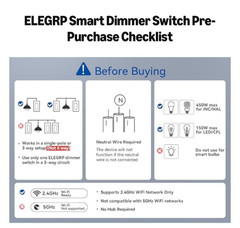 ELEGRP 3 pack Three Way Smart Dimmer Light Switches DTR30, 2.4GHz Wi-Fi, Black