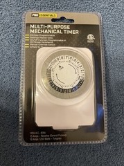 New Mechanical Indoor Timer with 2 Outlets 24 Hr Repeat Daily or Hourly