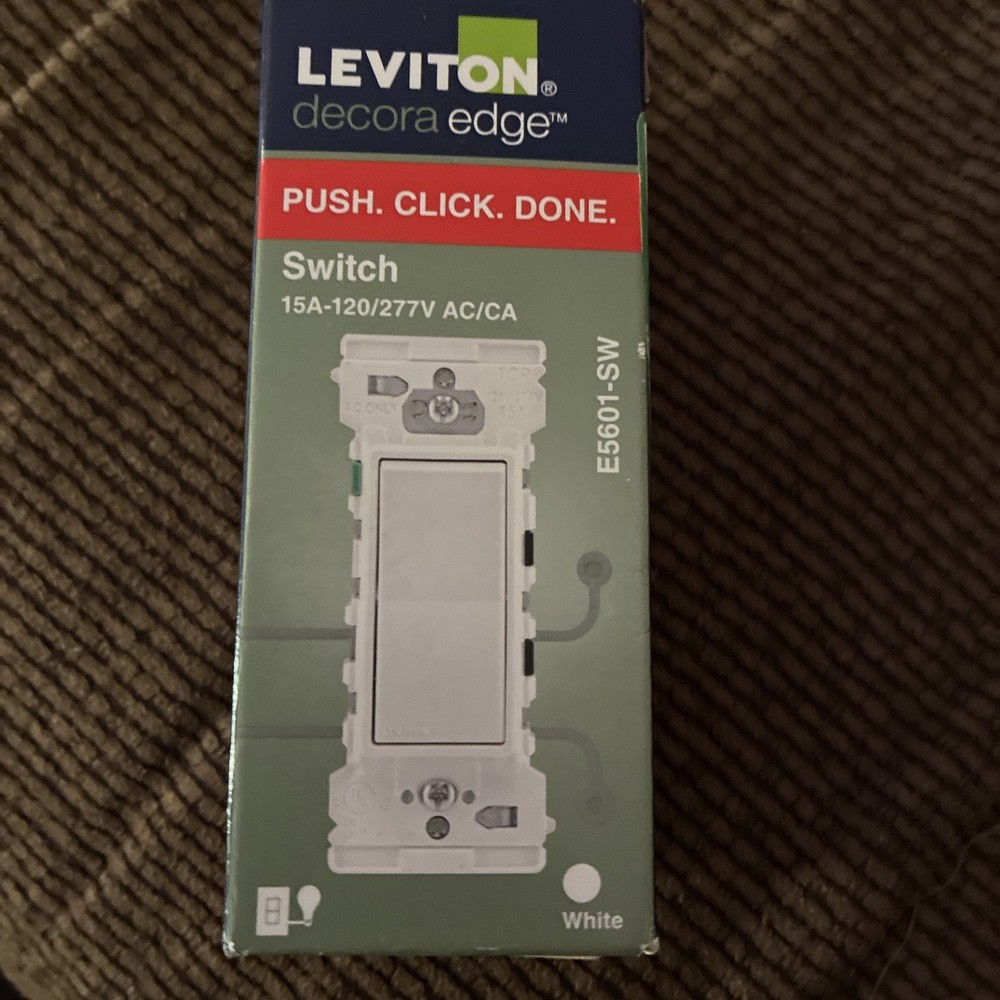 Leviton Decora Rocker Single-Pole AC Quiet Switch 15 Amp 120/277 Volt 5601-2W