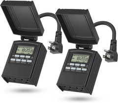 7 Day Outdoor Heavy Duty Digital Programmable Timer, Outdoor Timer Outlet Waterp