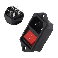 Robust IEC Connector Socket with Red Switch and Fuse Efficient Power Solution