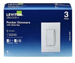 Leviton Decora+ 3-Pack DSL06-3PW Rocker Dimmers with Slide Bar