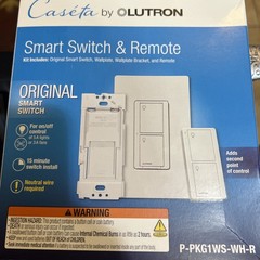 Lutron Caseta Wireless Smart Switch Kit with Remote P-PKG1WS-WH-R – New Sealed