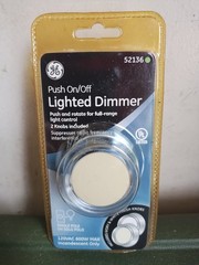 GE Push Rotate On/Off Lighted Dimmer Switch (Ivory & White Finish Knobs) #52136