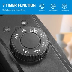 Outdoor Timer with Dusk to Dawn & Light Sensor, Daily Repeat, 2/4/6/8 Hour Timer