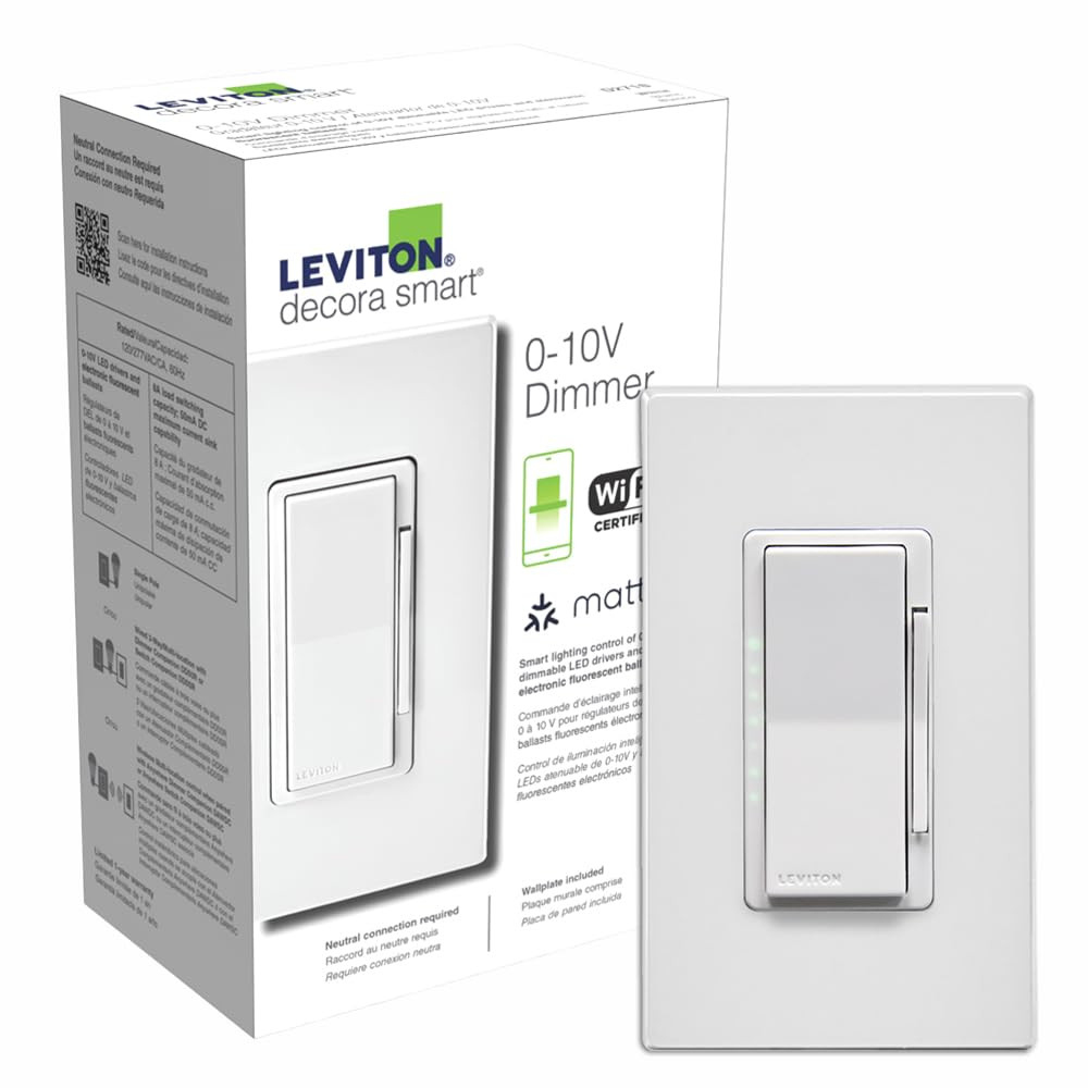 Decora Smart Dimmer Switch, 0-10V, Wi-Fi, Neutral Wire Required, Works with Matt